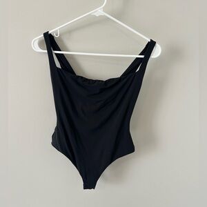 Skims Fits Everybody Square Neck Bodysuit Black Size Medium Tank Thong